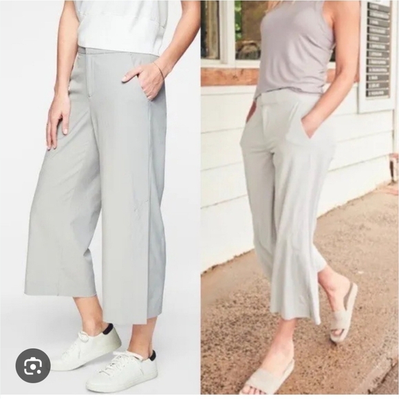 ATHLETA TRIBECA CROP PANT GREY. NWT SZ 16. WIDE LEG. UPF. MID RISE - Picture 1 of 16
